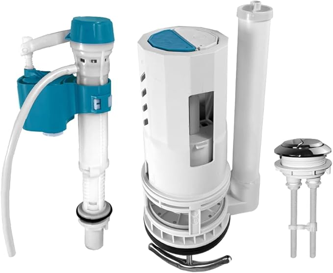 3 Inch Top Dual Flush Valve Repair Kit for One Piece Toilet (10"-13" Tank Height) - Fits 3.2"-3.6" Drain Holes | Includes 3 Inch Flush Valve, 2.2" Thread Push Button, Fill Valve