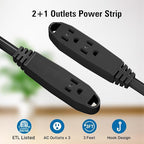 K KASONIC - 50-Feet 3 Outlet Extension Cord, ETL/UL Listed, 16/3 SJTW 3-Wire Grounded, 13 Amp 125 V 1625 Watts, Multi-Outlet Indoor/Outdoor Use, Black