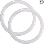 FC12T9/DX 32W 12 inch T9 Circular Light Bulb Daylight, Round Fluorescent Circline Bulbs FC12 T9 32 Watts Kitchen and Bath, G10q 4 Pin Prong, 6500K, 2 Pack