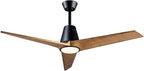 52" Ceiling Fans with Light, Solid Wood Ceiling Fan with Remote Control and DC Motor, with RGB Function, with 3 Fan Blades, Indoor-Outdoor Ceiling Fan for Living Room, Bedroom - Black + Walnut Color
