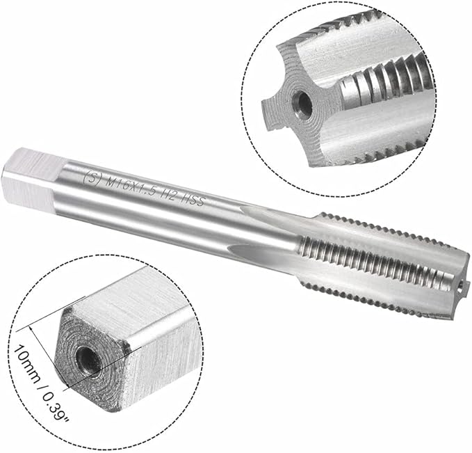 16mm x 1.5 HSS Metric Tap and Die Set Right Hand Thread,Tapping DIY Tool 3pcs (M16 x 1.5mm)