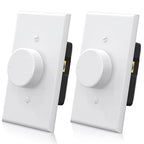 ELEGRP Digital Rotating Dimmer Switch for Dimmable LED, CFL and Incandescent Light Lamp Bulbs, Single Pole or 3-Way Rotary Dimmer Switch, Wall Plate Included, UL Listed (2 Pack, Matte White)