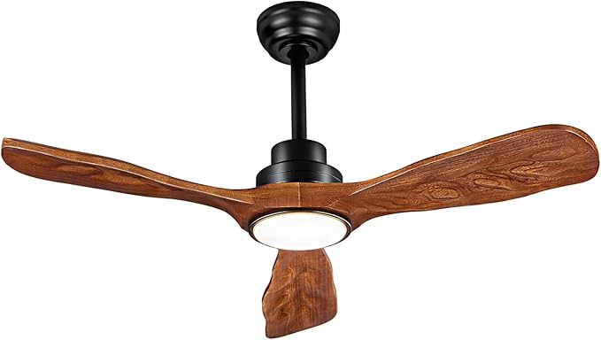 42” Ceiling Fan with Lights and Remote Control Ceiling Fan, Wooden Ceiling Fan with Lights Silent Reversible DC Motor with 3 Blades for Farmhouse, Living Room, Bedroom, Office. (Black + Walnut)