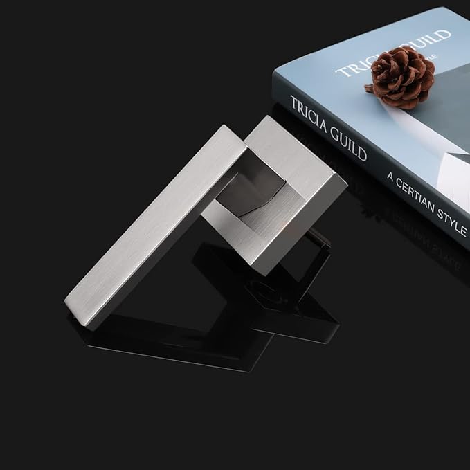 5 Pack Square Dummy Door Levers Satin Nickel,Heavy Duty Door Lock Hardware,One-Side