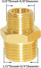 Joywayus 2PCS 1/2" NPT Male × 3/8" NPT Male Hexagon Brass Pipe Fitting Adapter