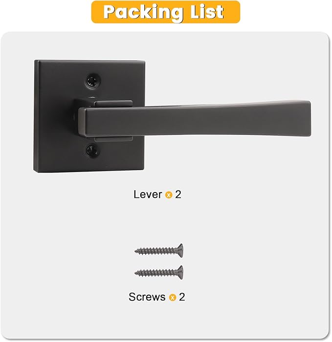 knobelite 5 Pack Dummy Door Handles,Matte Black Square Door Levers,Non-Turing Single Side Knob Pull for Closet French Doors