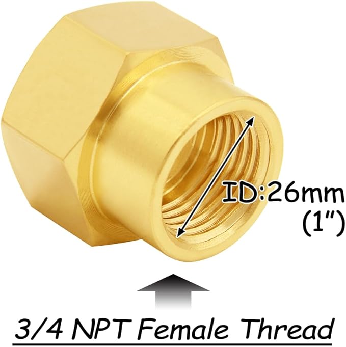 2PCS Brass Reducer Adapter, 3/4" NPT Female to 1" NPT Female Thread, Hex Reducing Pipe Fitting Coupler Nipple Connector for Water/Oil/Gas