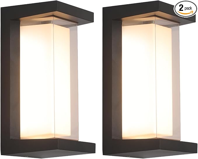 24W Porch Lights Outdoor 2160LM Modern Exterior Lights Fixtures 3CCT 3000K/4000K/6000K Black Outdoor Wall Lights LED Wall Mount Sconce for Garage Front Door Porch Hallway Doorway 2 Pack