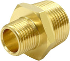 Hooshing 2PCS 1/4" NPT Male to 3/4" NPT Male Brass Pipe Fittings Reducing Hex Nipples Adapter for Plumbing