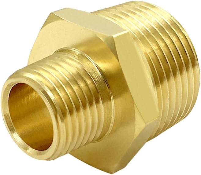 Hooshing 2PCS 1/4" NPT Male to 3/4" NPT Male Brass Pipe Fittings Reducing Hex Nipples Adapter for Plumbing