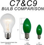 25 Pack C9 LED Replacement Christmas Light Bulbs, E17 Base Led Bulb Outdoor Christmas Lights, Waterproof Commercial Grade Holiday Decoration Replacement Bulbs for String Lights (Green)