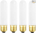 SCOMX 25 Watt T10 Frost Tubular Incandescent Light Bulb, Showcase Lamp, 2700K Soft White, E26 Medium Base, 280 Lumens, 120V (4)
