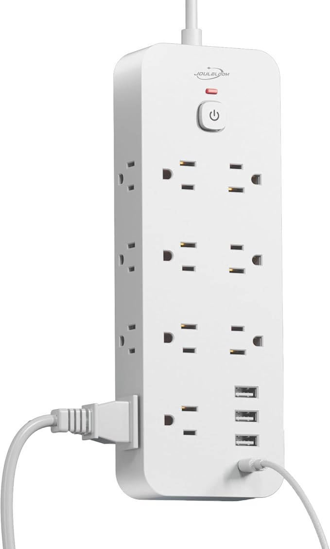 Surge Protector Power Strip with USB Ports, 14 AC Outlets with 4 USB Ports (1 USB C), 5 Feet Extension Cord with Multiple outlets, 1875W/15A, One Touch Switch Button, Wall Mountable for Home, Office