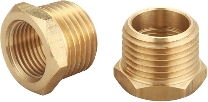 Brass Pipe Fitting Reducer Hex Bushing 3/4" NPT Male x 1/2" NPT Female Thread Reducer Hose Tube Atapter, Thread 1" OD to 0.75" ID, (5 Piece)