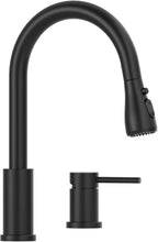 APPASO 2 Hole Kitchen Faucet, 3 Modes Matte Black Kitchen Faucet with Pull Down Sprayer, High Arch Kitchen Sink Faucet with Side Single Handle 2 Pieces