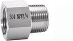 2 pieces Npt3/4 Female to Npt3/4 Male Reducer,3/4-3/4Water pipe Adapter, Fabricate of 304 Stainless Steel