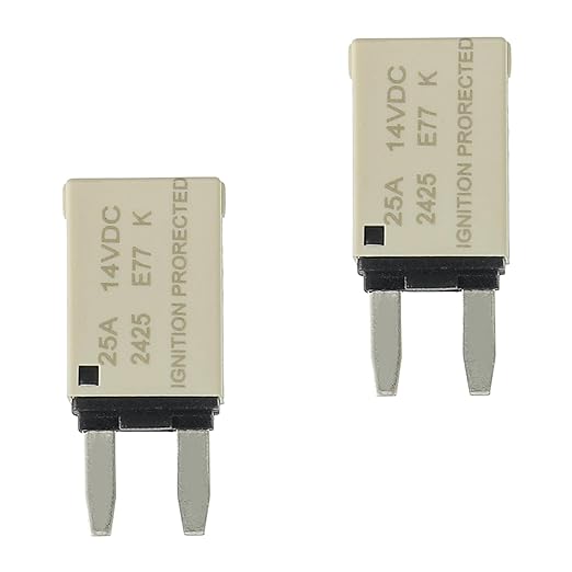 25A DC 12V-14V Auto Reset Circuit Breaker ATM Low Profile T1 Mini Blade Fuses Breakers for Car Trucks Marine Boat RV Solar and More,2 Pack