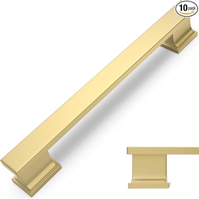 COTYKILEY 10 Pack 5 Inch(128mm) Brushed Gold Cabinet Handles Gold Kitchen Cabinet Pulls Cabinet Door Handles Kitchen Cabinet Hardware