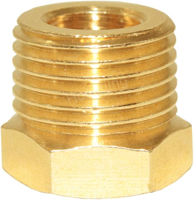 Hooshing 6PCS 1/2" NPT Male x 1/4" NPT Female Brass Reducer Hex Bushing Pipe Fitting Hose Tube Adapter