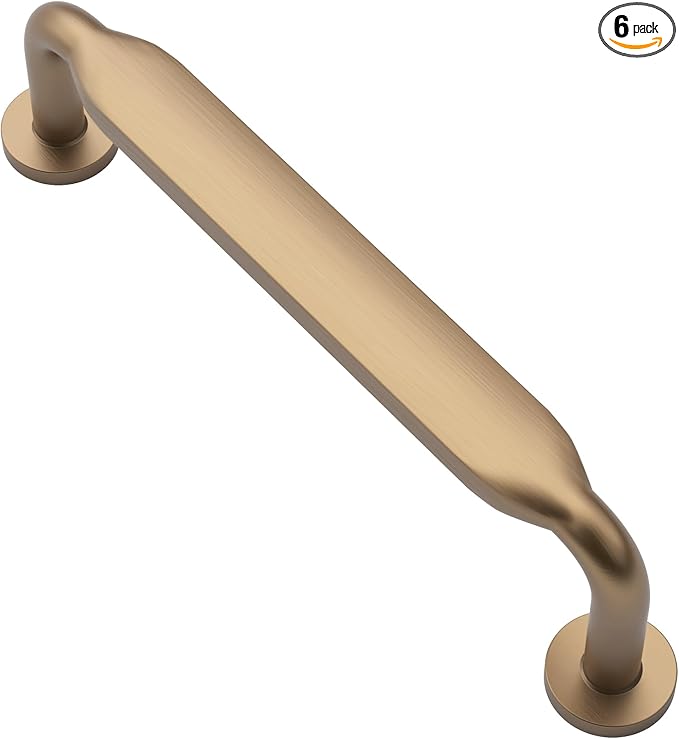 Alzassbg 6 Pack Champagne Bronze Cabinet Handles, 3-3/4 Inch(96mm) Hole Centers Arch Modern Cabinet Pulls Kitchen Cabinets Hardware for Cabinets and Drawers AL3503TGP