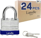 LanuBe Lock Laminated keyed Padlock (1-9/16", 40mm), keyed Alike Locks, Normal Shackle, Pack of 24