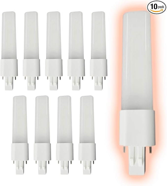 GoodBulb 7 Watt Replacement Horizontal LED Plug-in Light Bulbs | Commercial 5 Watt Hybrid 2 Pin GX23 Base 2700K Soft White | High Output 500 Lumens | 120° Beam LED PL Light Bulbs | 10 Pack