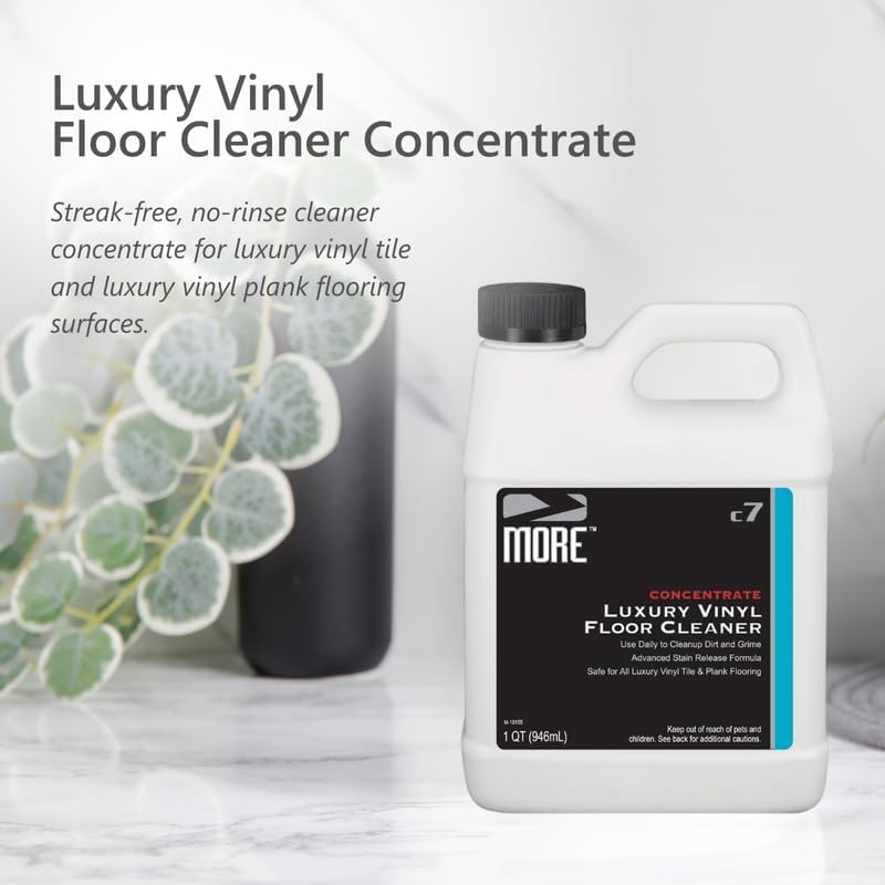 MORE Luxury Vinyl Floor Cleaner - Water-Based Surface Care Concentrate - For Kitchen and Bathroom Floors - Daily No-Rinse Cleaner - Unscented - pH Neutral - 32oz