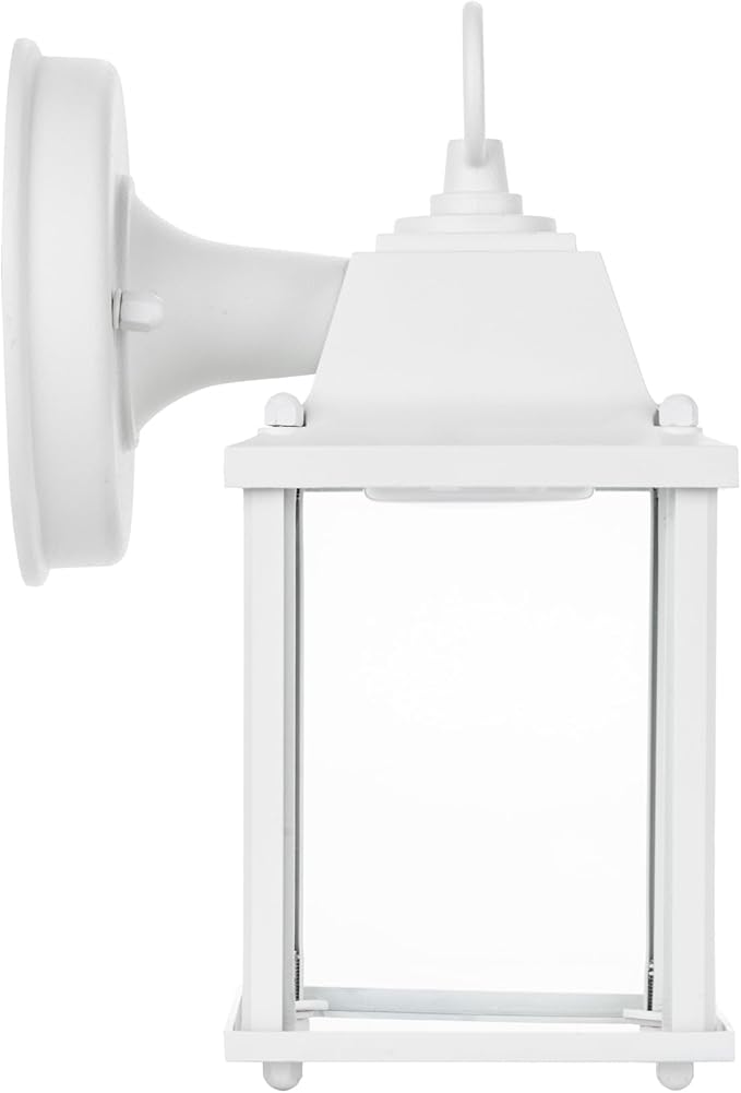 LIT-PaTH Outdoor LED Wall Lantern, Wall Sconce as Porch Light, 9.5W 800 Lumen, Aluminum Housing Plus Glass, 5000k-Matte White Finish, 1-Pack