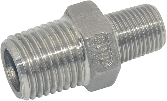 1/4" x 1/8" Male Threaded Reducing Nipple Fitting/Adapter,Stainless Steel SS304 NPT Pipe Hex Reducer
