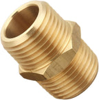 1/2 Inch x 1/2 Inch NPT Brass Hex Nipple Male Pipe Adapter, Thread 0.75" OD to 0.75" OD, (5 Piece)