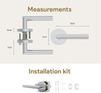 Mega Handles Ronn Privacy Lever & Lock Door Handle Set for Hallway, Closet and Bathroom, Keyless Lock, Heavy Duty Door Levers, Fits All Standard Door Sizes, Screws Included - Polished Chrome (1 Pack)