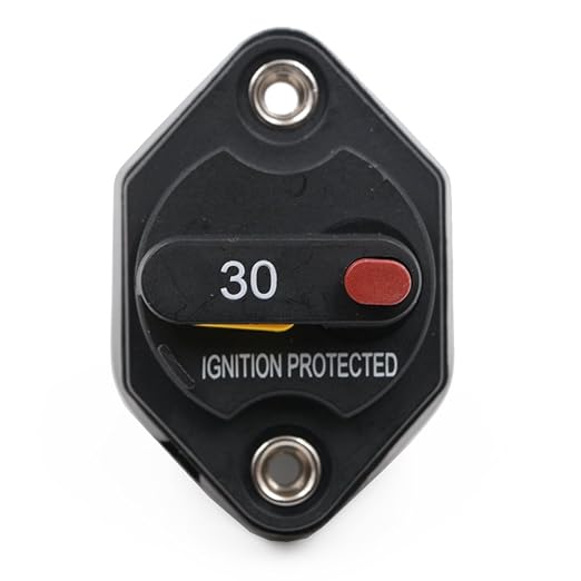 30 Amp Panel Mount Circuit Breaker with Manual Reset Button Switchable for Car Truck RV ATV Marine Trolling Motors Boat Audio System 32V