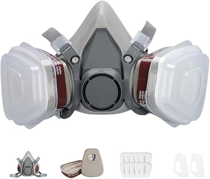 6200 Half Face Respirator Mask with Filters, Gas Mask Ideal for Painting, Woodworking, Sanding, Spraying