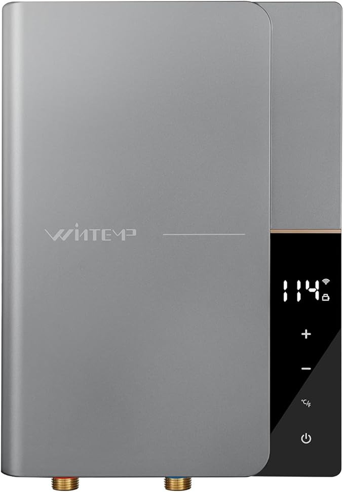 Tankless Water Heater Electric 13kW 240Volts WINTEMP Endless On Demand Hot Water Self Regulating LED Temperature Display Space-saving Suitable for Bathroom Showers ETL Certified