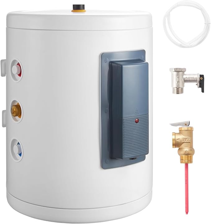 YALICE 10 Gallon Hot Water Heater Electric, 1500W Fast Heating Point of Use Water Tank Heater 120V with T&P Valve, Adjustable Thermostat, On Demand Water Heater for Shower, Kitchen, Laundry, Office