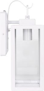 LIT-PaTH Dusk to Dawn Outdoor Wall Lantern, Wall Sconce as Porch Lighting Fixture, E26 Medium Base Max 60W, Anti-Rust Metal with Glass Shade, White, 1-Pack