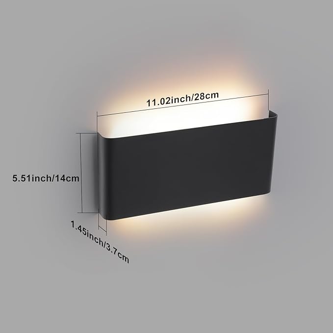 11"Modern LED vanity light,15W Dimmable 5 CCT (3000K-6500K) Adjustable Wall Lamp,Up and Down Wall Lighting,Indoor Wall Sconce for Bedroom,Staircase,Hallway,Dressing Table, 1Pack（Black）