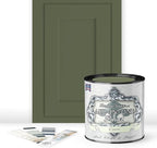 ALL-IN-ONE Paint, Durable cabinet and furniture paint. Built in primer and top coat, no sanding needed. Includes our 30 featured color card - Crete (olive green), Quart