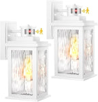 VIANIS 2 Pack Motion Sensor Outdoor Wall Lantern, White Dusk to Dawn Outdoor Lighting Wall Mount, Anti-Rust Waterproof Exterior Light Fixture with Tempered Glass for House Front Porch Garage Entryway