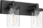 Aipsun Black Bathroom Light Fixtures Vintage Vanity Light for Bathroom Industrial Wall Sconce with Clear Glass Shade(Exclude Bulb)