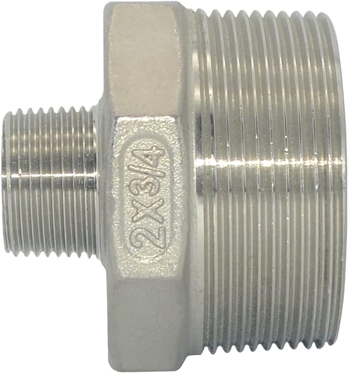 2" x 3/4" Male Threaded Reducing Nipple Fitting/Adapter,Stainless Steel SS304 NPT Pipe Hex Reducer