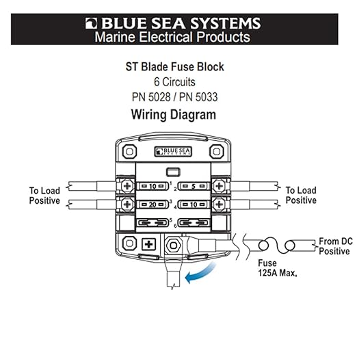 Blue Sea Systems 5028 ST Blade Fuse Block 6 Circuit with Cover, 100 Amps