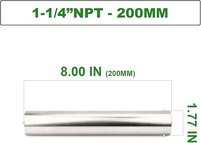 TAISHER 1PCS Stainless Steel Pipe Fittings, 1-1/4" NPT Female x 1-1/4" NPT Female Threaded, 8" Length Nipple Cast Pipe