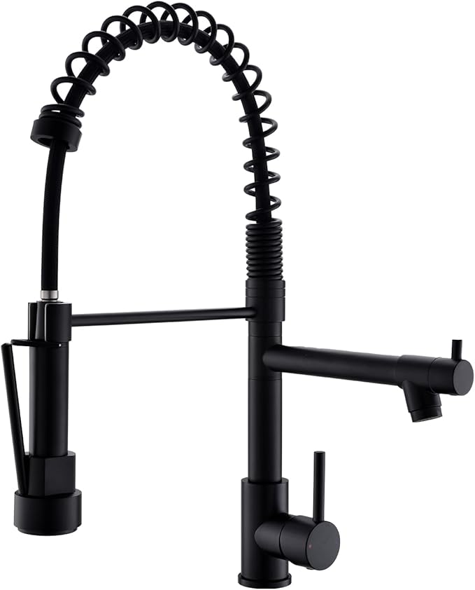 Kitchen Faucet,Kitchen Faucets with Pull Down Sprayer AIMADI Commercial Style Single Handle Matte Black Kitchen Faucet with Sprayer
