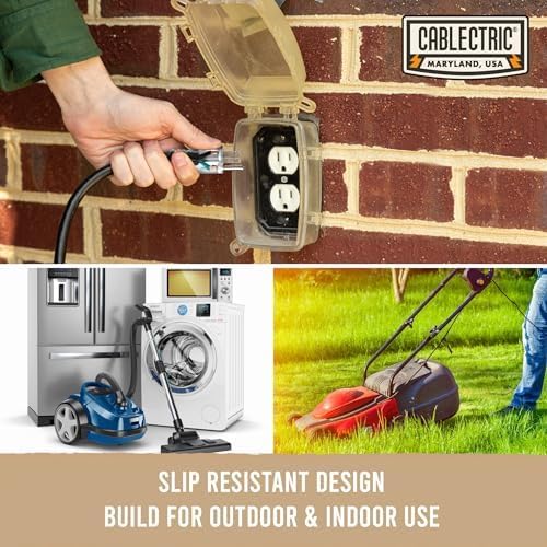 25 Ft Black Oil Resistant Extension Cord for Farms & Ranches - 12/3 SJTOW Heavy Duty 12 Gauge Outdoor Cable with 3 Prong Grounded Plug, 15 AMP