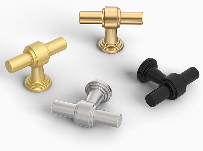 Amerdeco 10 Pack Champagne Bronze Cabinet Knobs 1.46 Inch(37mm) Single Hole Cabinet Handles Rectangle Dresser Knobs Drawer Knobs and Pulls for Bathroom Cabinets ZH0069