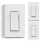 ELEGRP Digital Dimmer Light Switch for 300W Dimmable LED/CFL Lights and 600W Incandescent/Halogen, Single Pole/3-Way LED Slide Dimmer Light Switch, Wall Plate Included, UL Listed, 3 Pack, Matte White
