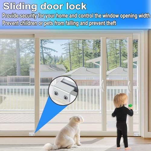 Window Locks,4 Sets Sliding Window Safety Locks with Key for Up and Down Windows,Easy to Install Vertical & Horizontal Window Security Lock,Adjustable Aluminum Window Stopper Lock(Silver)