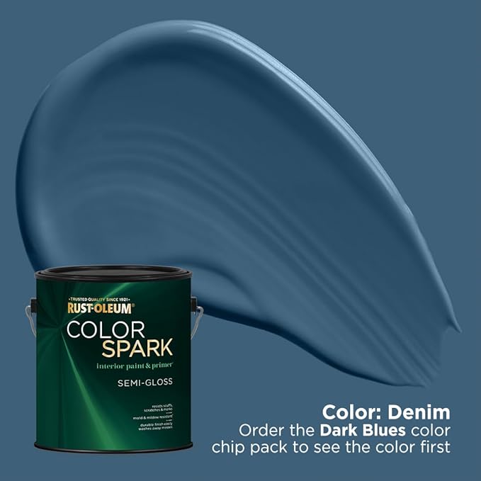 Rust-Oleum Color Spark Interior Paint and Primer in One, Semi-Gloss, Denim, 1 Gallon