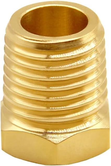 4PCS Brass Reducer Bushing, 1/4" NPT Male to 1/8" NPT Female Thread, Hex Reducing Convert Adapter Pipe Fitting Connector for Water/Oil/Gas